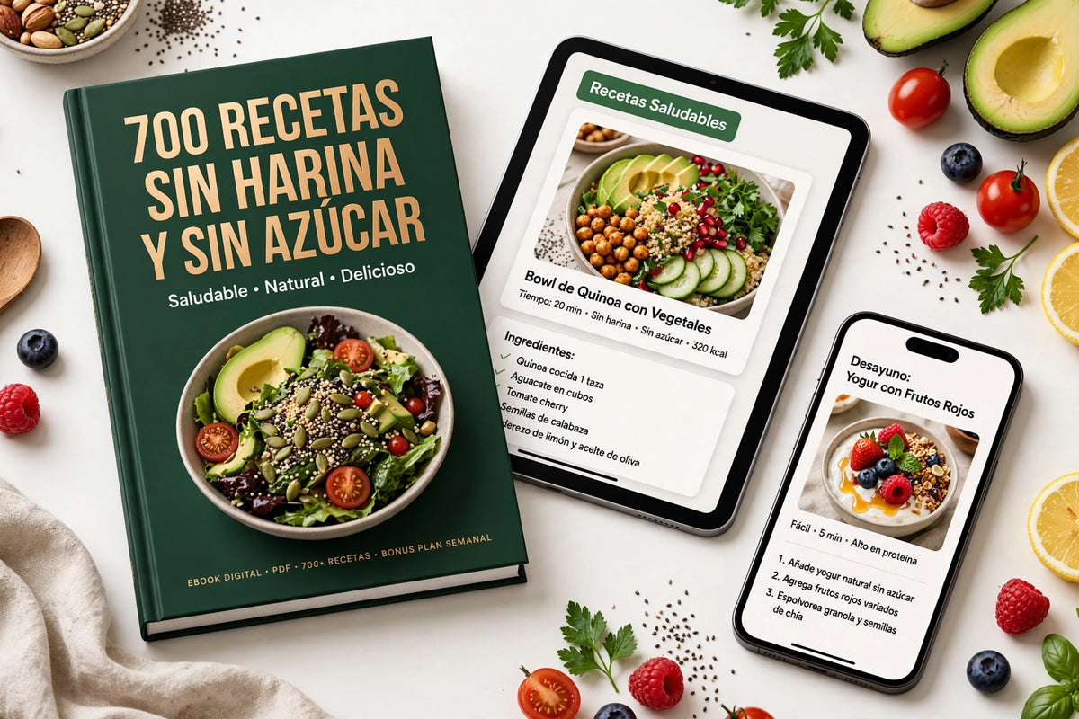 700 Recetas Sin Harina y Sin Azúcar + Plan Keto 28 Días
